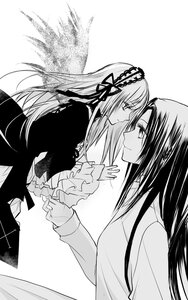 Rating: Safe Score: 0 Tags: 2girls blush dress greyscale hairband image kakizaki_megu long_hair long_sleeves looking_at_another monochrome multiple_girls ribbon smile solo suigintou very_long_hair wings yuri User: admin