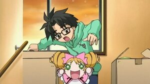 Rating: Safe Score: 0 Tags: 1boy 2girls black_hair blonde_hair bow glasses green_eyes hinaichigo hood hoodie image open_mouth sakurada_jun solo twintails User: admin