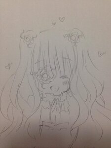 Rating: Safe Score: 0 Tags: 1girl hair_ornament heart image kirakishou long_hair monochrome open_mouth photo sketch smile solo traditional_media upper_body User: admin