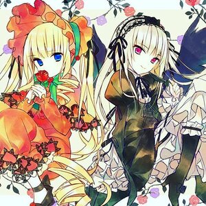 Rating: Safe Score: 0 Tags: 2girls black_footwear black_ribbon blonde_hair blue_eyes bonnet bow dress drill_hair flower frills hairband holding_flower image lolita_fashion long_hair long_sleeves looking_at_viewer multiple_girls pair pantyhose pink_flower pink_rose purple_rose red_flower red_rose rose shinku silver_hair sitting suigintou thorns twin_drills twintails wings User: admin