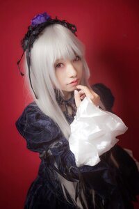 Rating: Safe Score: 0 Tags: 1girl bangs closed_mouth dress flower gothic_lolita hairband lips lolita_fashion long_hair long_sleeves looking_at_viewer red_background red_eyes rose simple_background solo suigintou upper_body white_hair User: admin