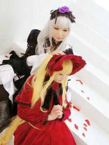 Rating: Safe Score: 0 Tags: 2girls 91076 blonde_hair closed_eyes curtains dress flower long_hair long_sleeves multiple_cosplay multiple_girls petals red_dress rose shinku tagme User: admin