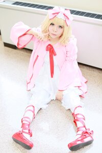 Rating: Safe Score: 0 Tags: 1girl blonde_hair bow dress hat hinaichigo photo pink_footwear ribbon shoes smile solo striped User: admin