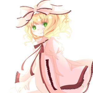Rating: Safe Score: 0 Tags: 1girl blonde_hair blush bow dress frills green_eyes hina_ichigo hinaichigo image long_sleeves looking_at_viewer pink_bow ribbon short_hair smile solo striped vertical_stripes User: admin