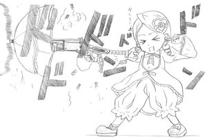 Rating: Safe Score: 0 Tags: 1girl >_< bloomers closed_eyes dress drill_hair flower greyscale hair_ornament image kanaria monochrome morikubo_nono ringlets shoes solo twin_drills umbrella underwear User: admin