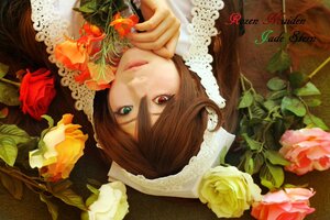 Rating: Safe Score: 0 Tags: 1girl brown_hair flower heterochromia lips long_hair looking_at_viewer red_eyes red_flower red_rose rose solo souseiseki suiseiseki white_rose User: admin