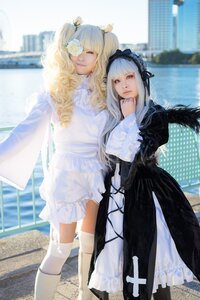 Rating: Safe Score: 0 Tags: 2girls bangs black_dress blonde_hair blurry boots building chain-link_fence closed_eyes depth_of_field dress fence flower frills hair_ornament hairband long_hair long_sleeves multiple_cosplay multiple_girls outdoors standing suigintou tagme white_dress white_legwear wings User: admin
