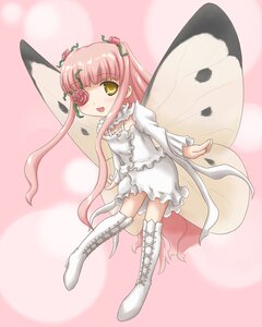 Rating: Safe Score: 0 Tags: 1girl bangs blush boots cross-laced_footwear dress flower full_body image kirakishou knee_boots long_hair long_sleeves open_mouth personification pink_background pink_hair rose smile solo standing very_long_hair white_dress white_footwear yellow_eyes User: admin