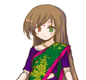 Rating: Safe Score: 0 Tags: 1girl auto_tagged bangs blush brown_hair gloves green_eyes image jewelry long_hair looking_at_viewer necklace red_eyes short_sleeves simple_background solo suiseiseki upper_body white_background User: admin