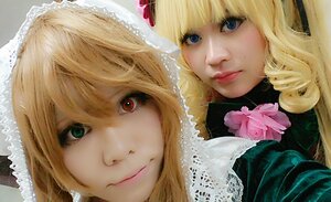 Rating: Safe Score: 0 Tags: 2girls blonde_hair blue_eyes eyelashes face flower hat lips long_hair looking_at_viewer multiple_cosplay multiple_girls pink_rose portrait rose smile tagme User: admin