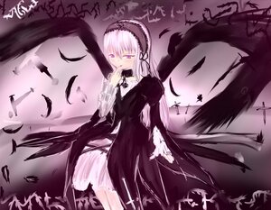 Rating: Safe Score: 0 Tags: 1girl bangs bird black_ribbon black_wings cross dress feathers flower frills hairband image juliet_sleeves lolita_hairband long_hair long_sleeves looking_at_viewer pink_eyes puffy_sleeves rose silver_hair solo suigintou very_long_hair wings User: admin