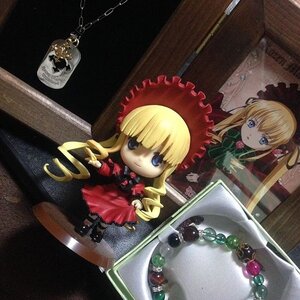Rating: Safe Score: 0 Tags: 1girl blonde_hair blue_eyes bonnet bow chain doll dress drill_hair flower long_hair long_sleeves looking_at_viewer photo red_dress shinku shoes sitting solo traditional_media twintails User: admin