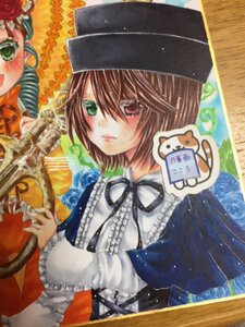 Rating: Safe Score: 0 Tags: blush brown_hair flower frills green_eyes hat heterochromia image long_sleeves marker_(medium) multiple_girls red_eyes ribbon rose short_hair siblings sisters solo souseiseki suiseiseki traditional_media twins yumeki_kokoro User: admin