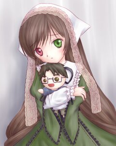 Rating: Safe Score: 0 Tags: 1girl black_hair brown_hair character_doll doll dress frills green_dress green_eyes heterochromia image long_hair long_sleeves looking_at_viewer red_eyes solo suiseiseki very_long_hair User: admin