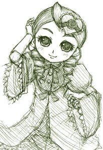 Rating: Safe Score: 0 Tags: 1girl dress flower hair_ornament image kanaria long_sleeves looking_at_viewer monochrome rose simple_background sketch smile solo white_background User: admin