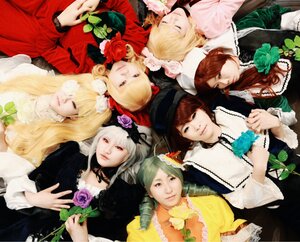 Rating: Safe Score: 0 Tags: 4girls 91076 blonde_hair blue_eyes bow choker closed_eyes dress flower frills hair_ornament hat long_hair multiple_boys multiple_cosplay multiple_girls necktie pink_bow realistic rose silver_hair tagme User: admin