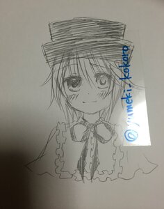 Rating: Safe Score: 0 Tags: 1girl blush bow candy closed_mouth food hat image lollipop looking_at_viewer monochrome photo short_hair sketch smile solo souseiseki traditional_media yumeki_kokoro User: admin