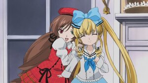 Rating: Safe Score: 0 Tags: 2girls blonde_hair bow brown_hair closed_eyes dress hair_bow hat heterochromia image indoors long_hair long_sleeves multiple_girls open_mouth pair red_eyes school_uniform shinku smile suiseiseki twintails very_long_hair User: admin