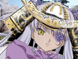 Rating: Safe Score: 0 Tags: 1girl bangs barasuishou close-up closed_mouth crown eyepatch face flower image long_hair looking_at_viewer portrait rose silver_hair solo tree upper_body yellow_eyes User: admin