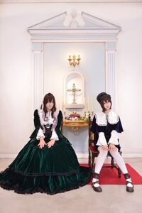 Rating: Safe Score: 0 Tags: 2girls bangs brown_hair closed_eyes dress frills hat indoors long_hair long_sleeves multiple_cosplay multiple_girls pantyhose shoes sitting standing tagme white_legwear User: admin