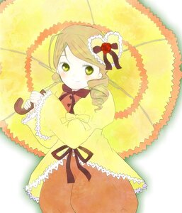 Rating: Safe Score: 0 Tags: 1girl blonde_hair blush dress drill_hair flower frills hat holding holding_umbrella image kanaria long_hair long_sleeves looking_at_viewer parasol ribbon smile solo twin_drills umbrella yellow_dress User: admin