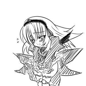 Rating: Safe Score: 3 Tags: 1girl blush dress flying_sweatdrops frills greyscale hairband image lolita_fashion long_hair long_sleeves monochrome simple_background sketch solo suigintou white_background wings User: admin
