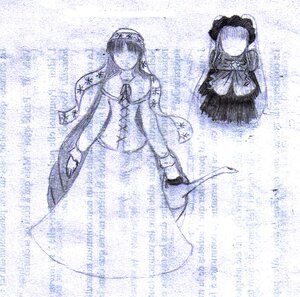 Rating: Safe Score: 0 Tags: 1girl blue_theme bow image long_hair monochrome pair shinku standing suiseiseki User: admin