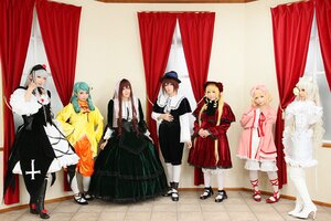 Rating: Safe Score: 0 Tags: 6+girls blonde_hair blue_eyes blue_hair boots brown_hair curtains dress gloves hair_ornament hat long_hair multiple_cosplay multiple_girls pantyhose silver_hair skirt tagme thighhighs top_hat twintails white_legwear User: admin
