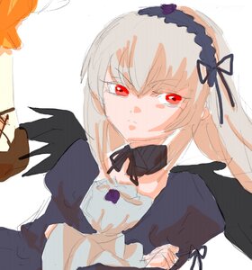 Rating: Safe Score: 0 Tags: bangs black_dress black_ribbon black_wings doll_joints dress eyebrows_visible_through_hair feathered_wings flower frilled_sleeves frills hairband image juliet_sleeves long_hair long_sleeves puffy_sleeves red_eyes ribbon rose solo suigintou upper_body white_background wings User: admin