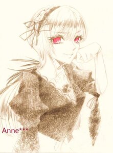 Rating: Safe Score: 0 Tags: 1girl bangs closed_mouth frills hairband image looking_at_viewer monochrome ribbon sepia simple_background smile solo suigintou User: admin