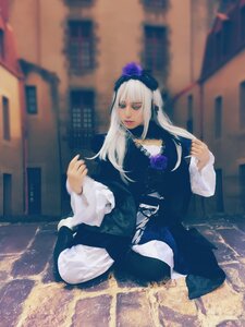 Rating: Safe Score: 0 Tags: 1girl bangs blue_dress blue_eyes blue_flower blue_rose blurry blurry_background bookshelf building depth_of_field dress flower long_hair long_sleeves photo rose sitting solo suigintou white_hair User: admin