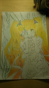 Rating: Safe Score: 0 Tags: 1girl blonde_hair dress flower hands_on_own_face image kirakishou long_hair solo traditional_media twintails very_long_hair User: admin