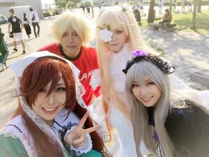 Rating: Safe Score: 0 Tags: blonde_hair brown_hair building city eyepatch green_eyes long_hair looking_at_viewer multiple_boys multiple_cosplay multiple_girls smile tagme teeth v User: admin