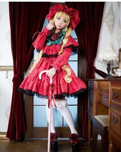 Rating: Safe Score: 0 Tags: 1girl blonde_hair blue_eyes curtains dress flower indoors mirror red_dress rose shinku shoes solo standing white_legwear window User: admin