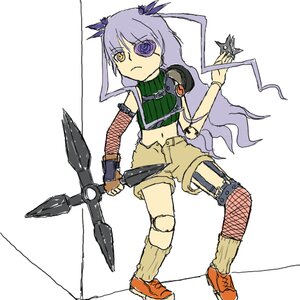 Rating: Safe Score: 0 Tags: 1girl barasuishou bare_shoulders fishnet_legwear fishnets image long_hair midriff shorts shuriken sleeveless solo weapon yellow_eyes User: admin