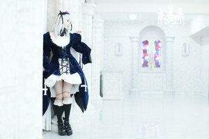 Rating: Safe Score: 0 Tags: 1girl black_footwear boots coat dress fur_trim long_hair long_sleeves solo standing suigintou white_hair User: admin