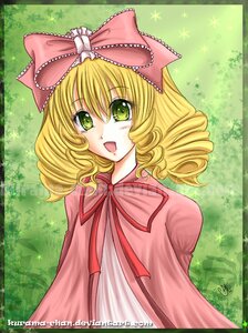 Rating: Safe Score: 0 Tags: 1girl :d blonde_hair bow dress grass green_eyes hair_bow hina_ichigo hinaichigo image long_sleeves looking_at_viewer nature open_mouth outdoors pink_bow ribbon short_hair smile solo upper_body User: admin