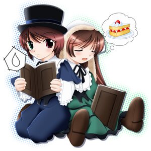 Rating: Safe Score: 0 Tags: 2girls blush book brown_hair cake closed_eyes dress food halftone halftone_background hat heterochromia image long_hair long_sleeves multiple_girls pair polka_dot polka_dot_background short_hair siblings sisters souseiseki suiseiseki top_hat twins User: admin