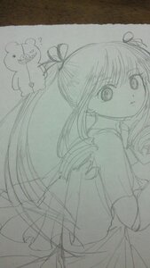 Rating: Safe Score: 0 Tags: 1girl dress hair_ribbon image long_hair looking_at_viewer monochrome ribbon shinku sketch solo takamachi_nanoha traditional_media twintails User: admin