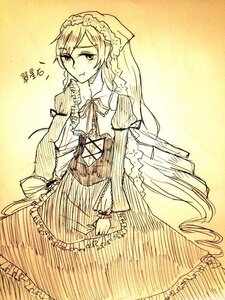 Rating: Safe Score: 0 Tags: 1girl :t blush corset dress frills hairband image lolita_fashion long_hair long_sleeves monochrome pout solo suiseiseki very_long_hair User: admin