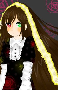 Rating: Safe Score: 0 Tags: 1girl auto_tagged brown_hair dress flower green_eyes heterochromia image lace long_hair red_eyes red_flower red_rose rose solo suiseiseki white_flower User: admin