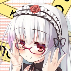 Rating: Safe Score: 0 Tags: 1girl adjusting_eyewear bangs bespectacled black_ribbon blush closed_mouth eyebrows_visible_through_hair flower glasses gothic_lolita hairband hands_up image lolita_fashion long_hair long_sleeves looking_at_viewer red_eyes red_flower red_rose ribbon rose silver_hair smile solo suigintou User: admin