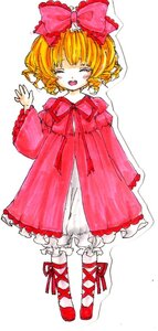 Rating: Safe Score: 0 Tags: 1girl :d ^_^ blonde_hair bloomers bow closed_eyes dress frills full_body hair_bow hina_ichigo hinaichigo image long_sleeves open_mouth pink_bow short_hair smile solo standing underwear white_legwear User: admin