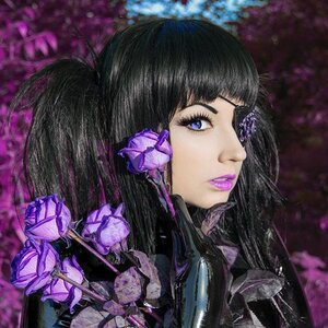 Rating: Safe Score: 0 Tags: 1girl bangs barasuishou black_hair blue_eyes blunt_bangs eyepatch lips nose solo twin_drills wisteria User: admin