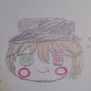 Rating: Safe Score: 0 Tags: 1girl :3 blurry brown_hair colored_pencil_(medium) fang hair_between_eyes image looking_at_viewer no_humans one_eye_closed photo smile solo souseiseki traditional_media User: admin