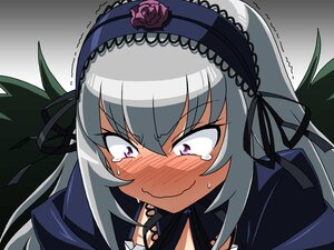 Rating: Safe Score: 3 Tags: 1girl black_ribbon blush dress flower hairband image long_hair purple_eyes ribbon rose silver_hair solo suigintou tears trembling wavy_mouth User: admin