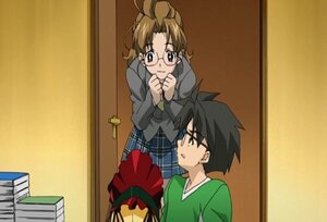 Rating: Safe Score: 0 Tags: 1boy 1girl antenna_hair black_hair blush brown_hair door folded_ponytail glasses human indoors jacket long_sleeves multiple plaid plaid_skirt sakurada_jun sakurada_nori screenshot skirt standing tagme User: admin