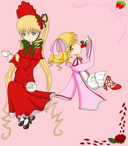 Rating: Safe Score: 0 Tags: 2girls blonde_hair blue_eyes bonnet bow cup dress drill_hair flower food fruit hina_ichigo hinaichigo image long_sleeves multiple_girls pair pink_bow red_flower red_rose ribbon rose saucer shinku sitting strawberry teacup twin_drills twintails User: admin