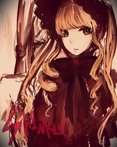 Rating: Safe Score: 0 Tags: 1girl bangs black_dress blonde_hair dress expressionless hat image long_hair long_sleeves looking_at_viewer rose shinku solo upper_body User: admin