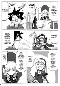 Rating: Safe Score: 0 Tags: 1boy 1girl bonnet comic doujinshi doujinshi_#119 dress english_text greyscale image long_hair long_sleeves monochrome multiple User: admin